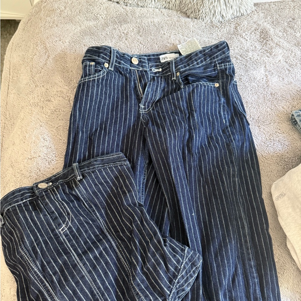 Zara Women's Blue Pinstripe Jeans